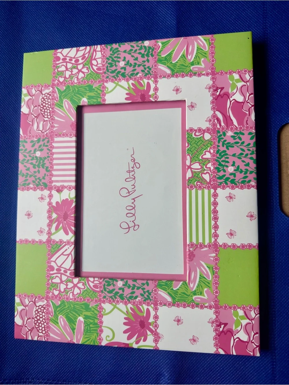 Lilly Pulitzer Pink & Lime Green Patchwork Photo Frame